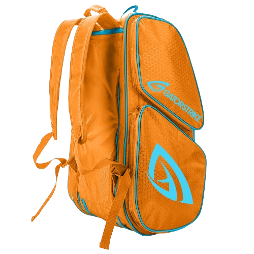 The GATORSTRIKE orange backpack with blue accents is designed to easily carry your paddle bag and accessories.