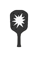 A black pickleball paddle with a white starburst, featured as seen in the official pickleball rules manual.